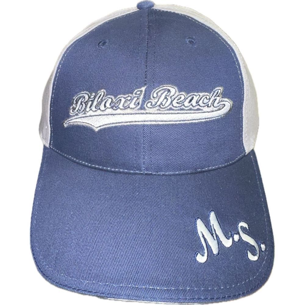 Blue White Biloxi Beach Mississippi MS Adjustable Strap Back Hat Cap‎